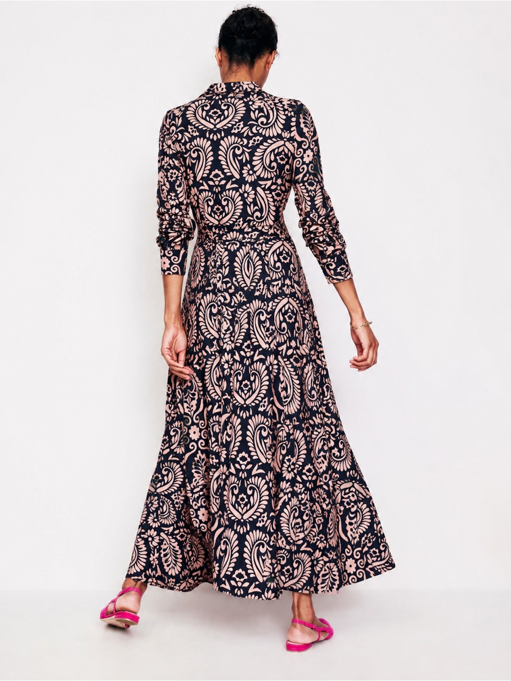 Boden | Marcia Abstract Paisley Jersey Shirt Dress w/ Waist Tie Belt ~ US 8R - Picture 3 of 8